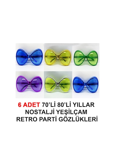 70li 80li Yıllar Nostalji Yeşilçam Retro Parti Gözlükleri 6 Adet Diğer