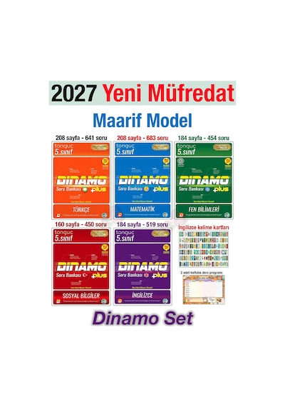 5. Sınıf 2027 Dinamo Tüm Dersler Soru Bankası Seti Türkçe Matematik Fen Sosyal İngilizce