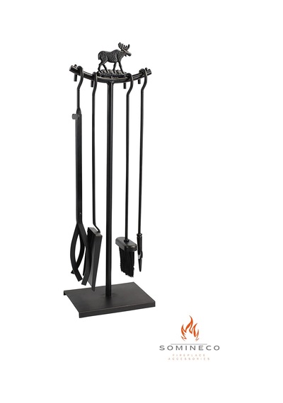 Somineco 5 Li Lüx Ithal Metal Geyik Motif Kabartmalı Şömine-Soba