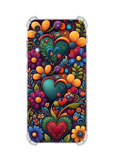 Printify Samsung Galaxy A70s İle Uyumlu Düşlerin Dansı Serisi Çiçeklerin Dansı Tasarımlı Uv Baskılı Köşe Korumalı Antişok Kılıf Şeffaf