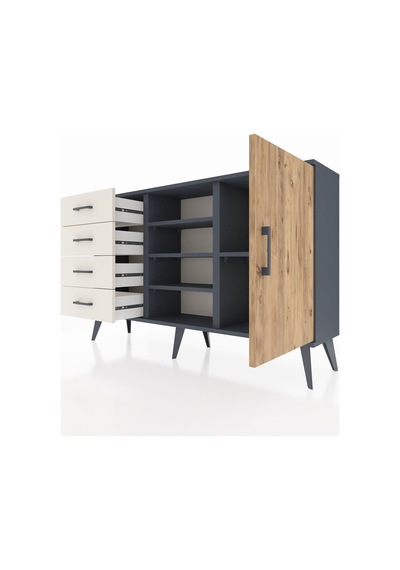 Arges Konsol 4 Raflı 4 Çekmeceli Tek Kapaklı 132x30x83 Antrasit-çam/aytaşı Çam/aytaşı Arges Konsol 4 Raflı 4 Çekmeceli Tek Kapaklı 132x30x83 Antrasit-çam/aytaşı Çam/aytaşı