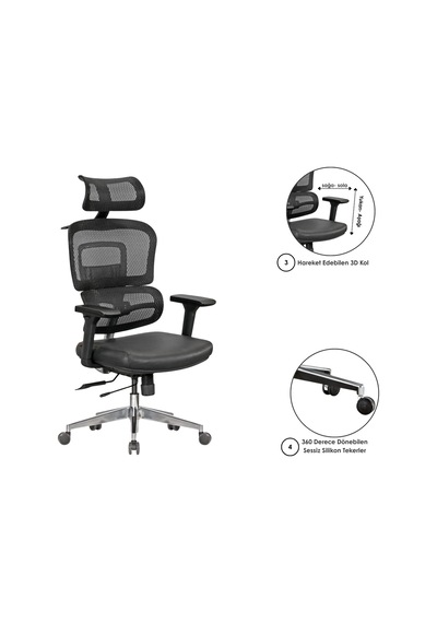 Casella Medusa Fileli Yönetici Koltuğu Ofi S Koltuğu Ergonomik, Şık Ve Fonksiyonel Siyah