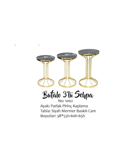 Brc Bufalo Zigon Model Siyah Mermer Temper Cam Metal Gold Renk Ka