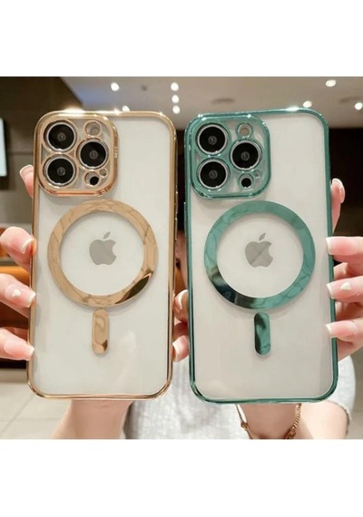 Apple Uyumlu iPhone 14 Pro Max Tam Köşeleri Renkli Şeffaf Kamera Korumalı Magsafe Luxury Kılıf