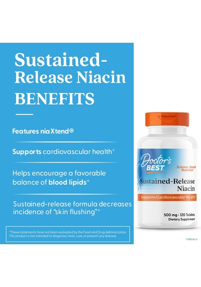 Doctors Best Sustained-release Vitamin B3 Niacin With Niaxtend Supports Heart Health 120 Veg Caps Aromasız