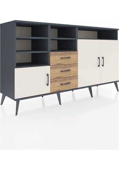 Hyperion Konsol 7 Raflı 3 Çekmeceli 3 Kapaklı 176x44x99 Antrasit- Antrasit-aytaşı/çam Hyperion Konsol 7 Raflı 3 Çekmeceli 3 Kapaklı 176x44x99 Antrasit- Antrasit-aytaşı/çam