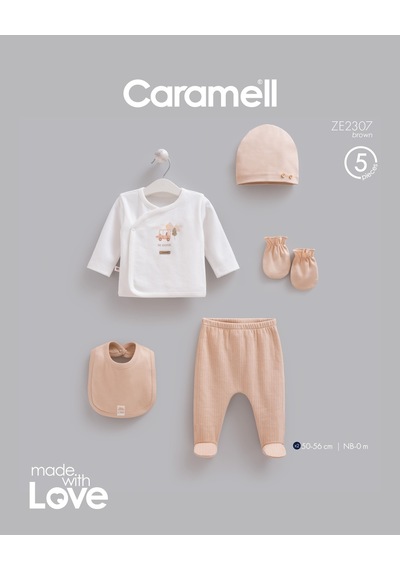 Caramell Moving Car 5'li Hastane Çıkışı Zıbın Seti Kahve renkli