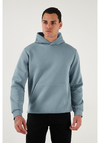 Buratti Regular Fit Kapüşonlu Kanguru Cepli Içi Tüylü Yumuşak Şardonlu Erkek Sweat 5905281 Mavi