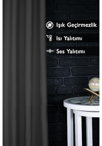 Özenev Blackout Işık Geçirmez Fon Perde Füme Pilesiz Ekstraforlu Karartma Güneşlik 100x270 Diğer