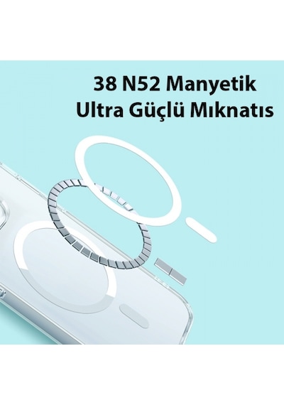 More TR Baseus Crystal Apple Uyumlu iPhone 14 Plus 6.7 Magsafe Silikon Kılıf + Tempered Ekran Koruyucu Set