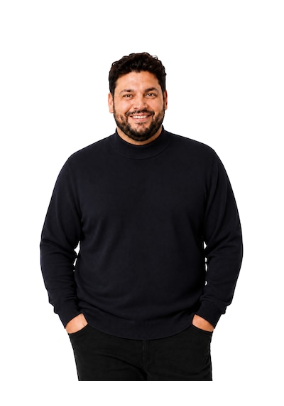 Battalmoda Erkek Büyük Beden Siyah Yarım Balıkçı Pamuklu Kazak 3xl-4xl-5xl-6xl