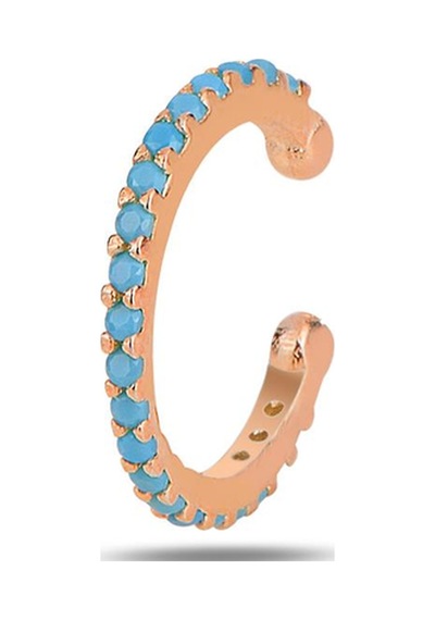 Gümüş Rose Turkuaz Taşlı Sıkıştırmalı Kıkırdak Küpe Ear Cuff