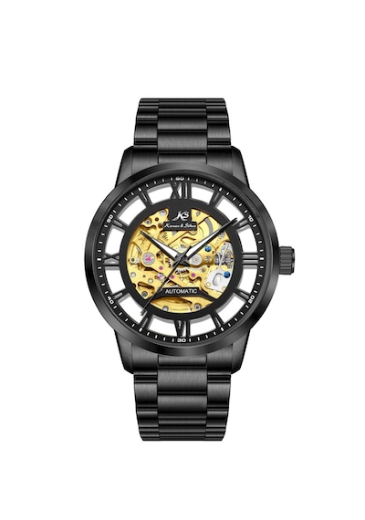 Kronen&söhne Mechanon Siyah Çelik Gold Skeleton Otomatik Mekanik Erkek Kol Saati Altın - Siyah
