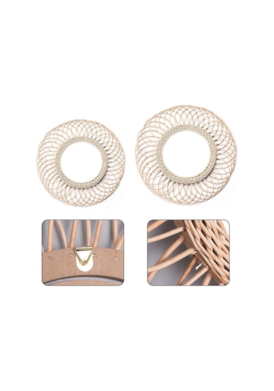 Rattan Yuvarlak Ayna 740g Haki Rattan Yuvarlak Yepyeni Kahverengi