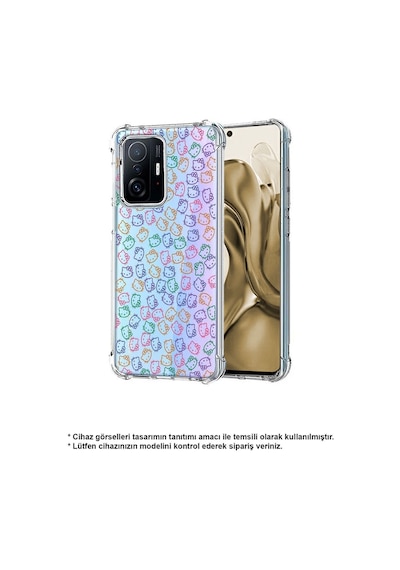 Xiaomi Mi 12 Pro Uyumlu Köşe Korumalı Antişok Kapak Hello Kitty Tasarımlı Şeffaf Kılıf