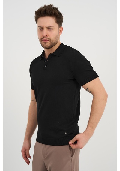 Alexander Gardi Alexandergardı Polo Yaka Düğmeli Triko T-shirt 50024 Siyah