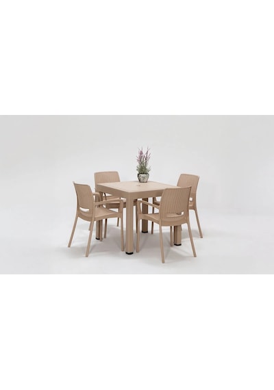 Rattan Lüx 80x80 Masa Takımı 1 Masa + 4 Sandalye Cappucino Bahçe Balkon Teras Cappucino Rattan Lüx 80x80 Masa Takımı 1 Masa + 4 Sandalye Cappucino Bahçe Balkon Teras Cappucino