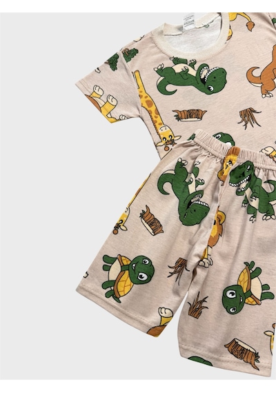 Aliş Kids Erkek Çocuk Pamuklu Bej Rengi Safari Desenli Kısa Kollu Şortlu Yazlık Pijama Takımı Aliş Kids Erkek Çocuk Pamuklu Bej Rengi Safari Desenli Kısa Kollu Şortlu Yazlık Pijama Takımı