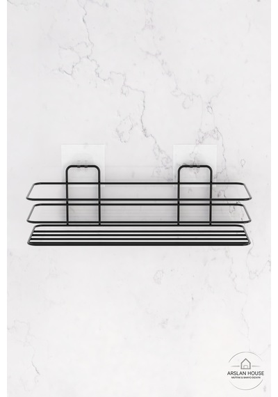2li Set Kancasız Banyo Askısı Sağlam Yapışkanlı Siyah Banyo Rafı Siyah Diğer