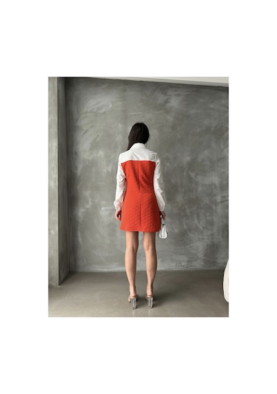 Verymoda Kol Ve Göğüs Üstü Poplin Diz Üstü Elbise Vmf1139 Oranj