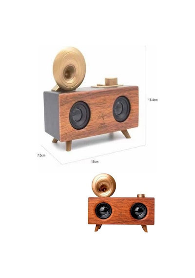 Bluetooth Nostalji Speaker Radyo Gramofon Ahşap Renk Vintage Yeni Nesil - Lisinya