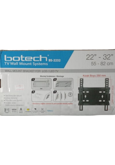 Botech 22"-32" 55-82 cm Lcd Led Tv Sabit Duvar Askı Aparatı Tv As