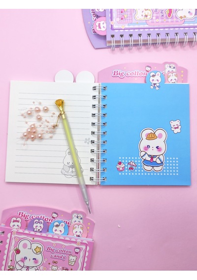 Tatlış Tavşan Ayraçlı A5 Not Defteri 14x18 Cm - Mor