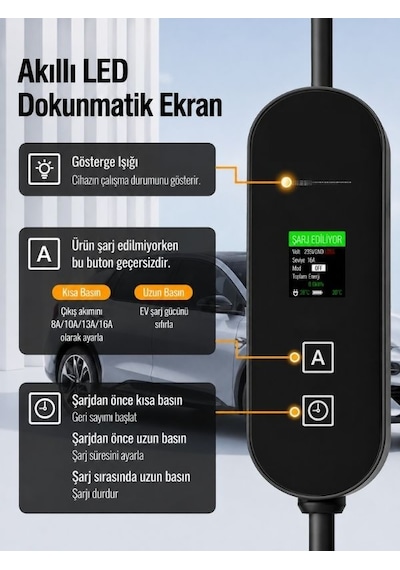 New Energy Tip 2 5m Kablo Taşınabilir Ev Şarj İstasyonu 7kw 32a Ip65 Suya Dayanıklı