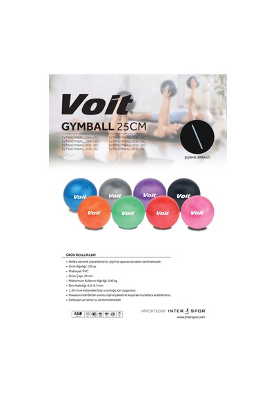 25 Cm Lüx Mini Pilates Topu Denge Yoga Egzersiz Topu Gymball