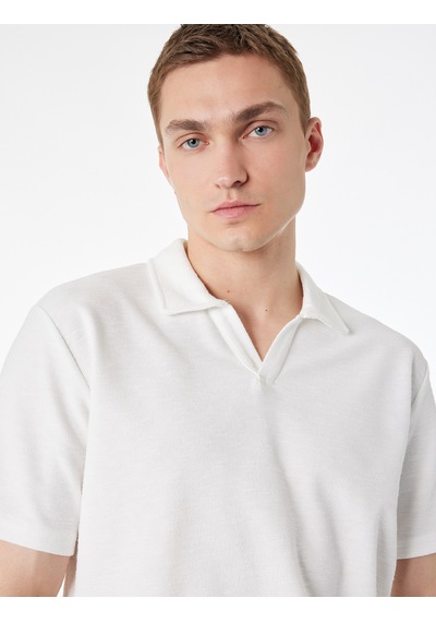 Koton Regular Fit Kısa Kollu Basic Polo Yaka Tişört Beyaz 6sam10426mk
