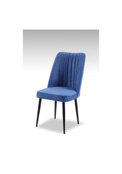 Vento Sandalye - Jerika Mavi - Metal Siyah Ayak 2 Adet - Salon Sandalyesi / Mutfak Sandalyesi Mavi