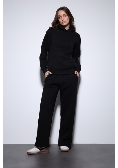 Antioch Kapüşonlu Basic Kadın Sweatshirt Siyah
