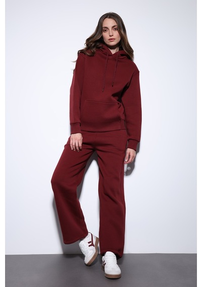 Antioch Kapüşonlu Basic Kadın Sweatshirt Bordo
