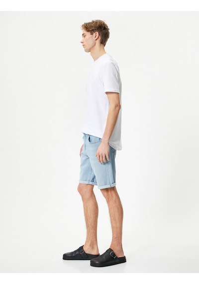 Koton Kot Şort Bermuda Slim Fit Katlı Paça Düğmeli Cep Detaylı Açık İndigo 4sam40091nd Açık İndigo Koton Kot Şort Bermuda Slim Fit Katlı Paça Düğmeli Cep Detaylı Açık İndigo 4sam40091nd Açık İndigo