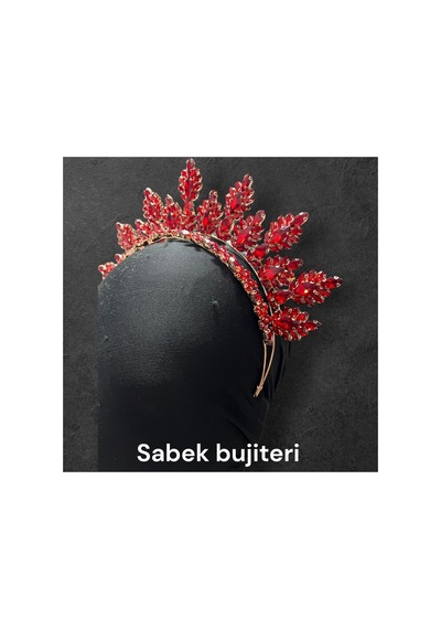 Crystal Bloom- Gelin Tacı Nişan Tacı Kına Tacı Kristal Taç Işıltılı Taç Zarif Taç After Party Taç Kırmızı - 788252626 Kırmızı