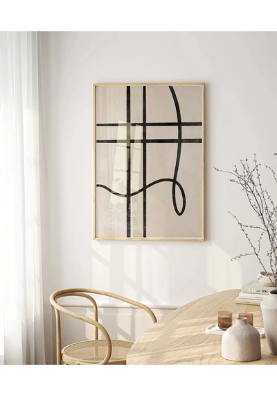 Çerçevesiz Poster Soyut Geometrik Hatlar Minimalist