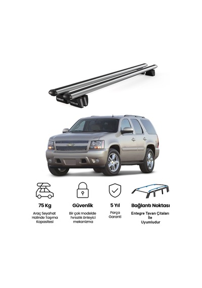 Pençe Chevrolet Tahoe 2007-2014 Uyumlu Gri Ara Atkı 135cm Port Bagaj Tavan Barı