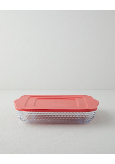 English Home Bake&serve Cam Kapaklı Kare Fırın Kabı 27 Cm Kırmızı Kırmızı