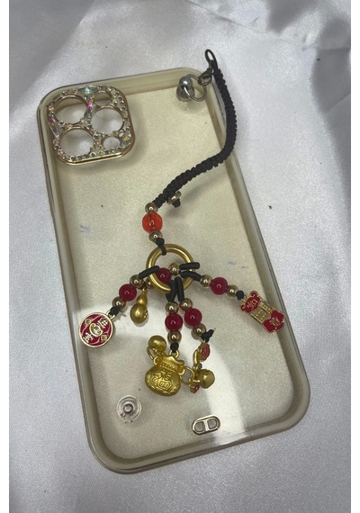 Telefon Kılıf Süsü Feng Shui Kabak Bereket Şans Mutluluk Ejderha Çin Paralı Feng Sui Pagoda Anahtarl Çok Renkli