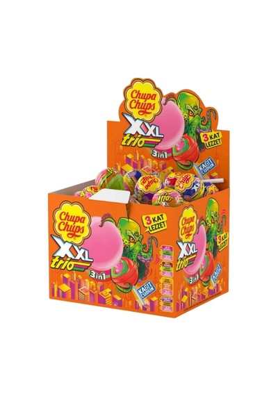 Chupa Chups Xxl Trio Karışık Meyve Aromalı Sakızlı Lolipop Şekerleme 29 Gr X 50 Adet-460