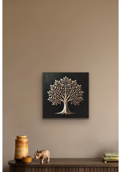 Bronz Ağaç Kanvas Tablo 60x60cm Çok Renkli