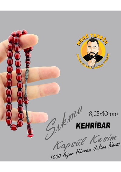 1000 Ayar Hürrem Sultan Kazas Çubuk Sıkma Kehribar Kapsül Kesim 8,25x10