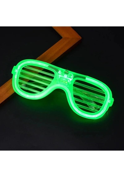 Yeşil Led Işıklı Parti Gözlüğü Neon Glow Şerit Gözlük 3 Modlu