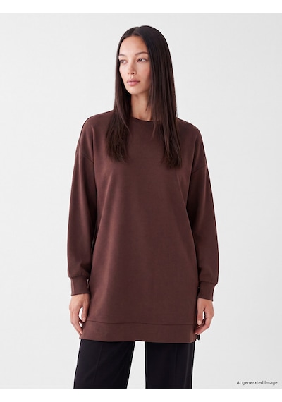 LC Waikiki Lc Waıkıkı Kahverengi Soft Touch Kadın Sweatshirt Tunik