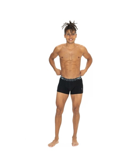 U.S. Polo Assn. U.s Polo Assn. 80542 Erkek Pamuklu 3'lü Boxer-siyah&antrasit&baskılı Siyah