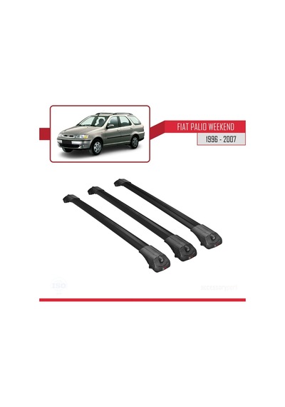 Fiat Palio Weekend 1996-2007 Arası İle Uyumlu Ace-1 Ara Atkı Tavan Barı Siyah 3 Adet Bar