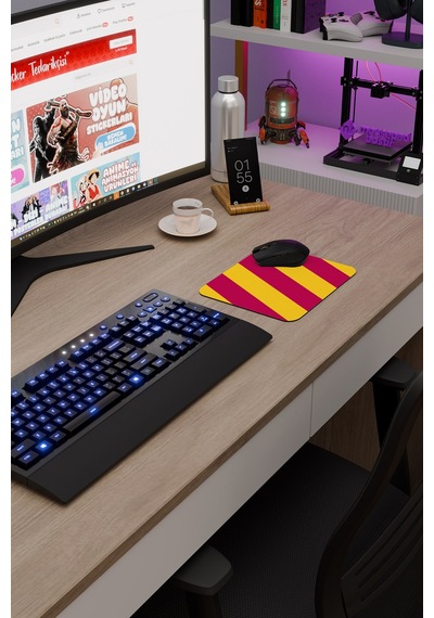 Sarı Kırmızı 22x18 Taraftar Gaming Oyuncu Mouse Pad Kaymaz Taban Küçük Klavye Fare Altlığı Şerit