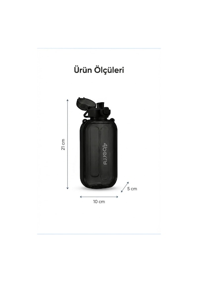 Tr 750 Ml Spor Matara Sızdırmaz Kapaklı, Tek Elle Kullanım, Askılı Taşınabilir Su Şişesi, Siyah Diğer