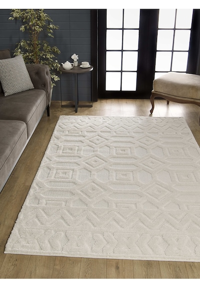 Mariesse Home Elit Bukleli Yumuşak Peluş Post Shaggy Çocuk Odası Oturma Odası Salon Mutfak Halısı 0636a Krem