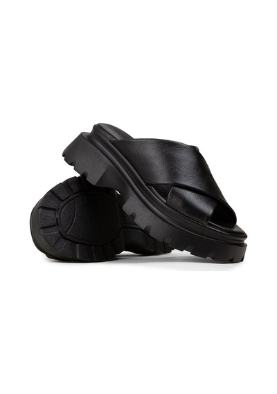 Deery Kadın Hakiki Deri Siyah Platform Terlik - L2519zsyhp01